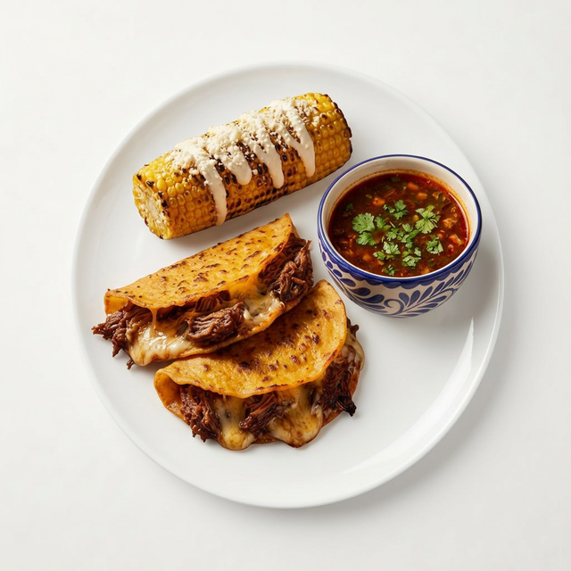Tacos De Birria And Corn Combo.